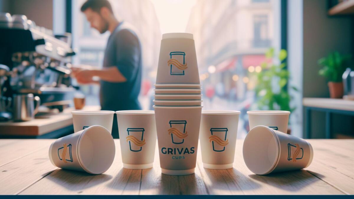 Επαγγελματική εκτύπωση λογοτύπου σε χάρτινα ποτήρια epagelmaties.com.gr