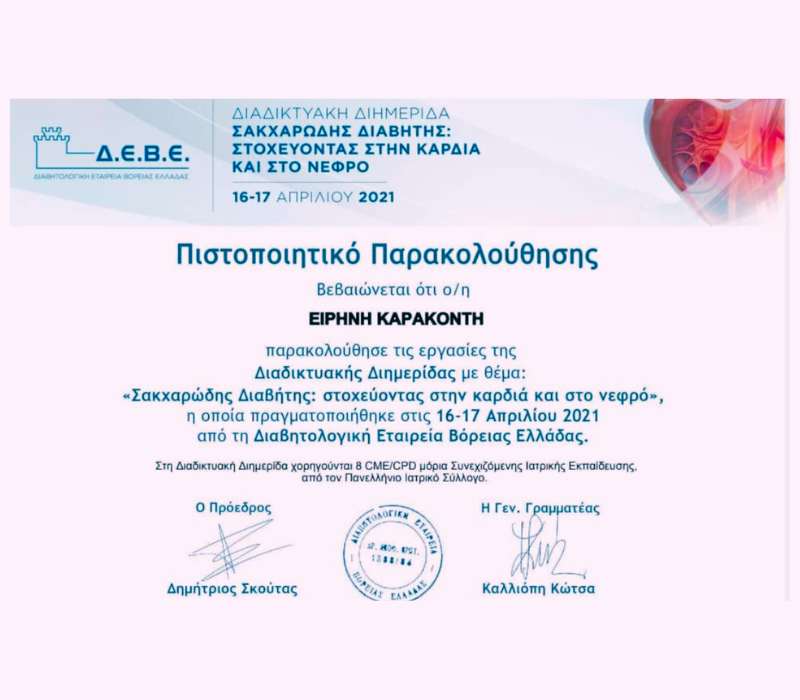 Πιστοποίηση Ειρήνη Καρακοντή - epagelmaties.com.gr